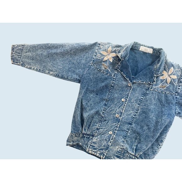 Vintage CITY SWINGERS Acid Washed Applique Jacket 80s / 90s Sz S - Picture 5 of 8